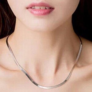 Women's Silver Tone Stainless Steel Snake Chain Herringbone Necklace 22"